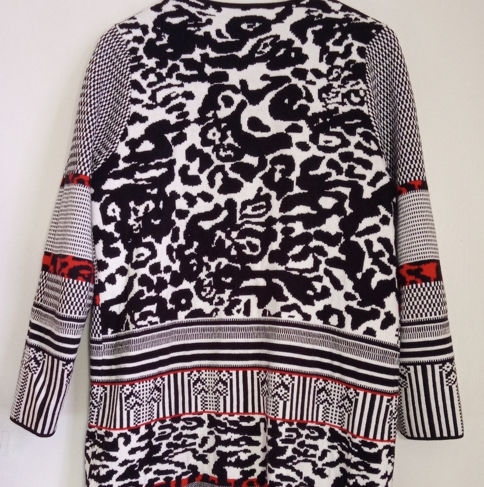 Chico's Black and Red Mixed Patterned Cardigan - Picture 9 of 10